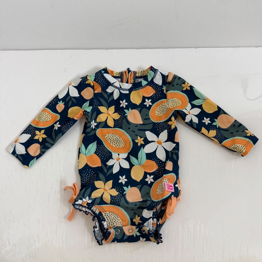Ruffle Butts Fruit Print Rashguard Swimsuit Size 12-18 Months